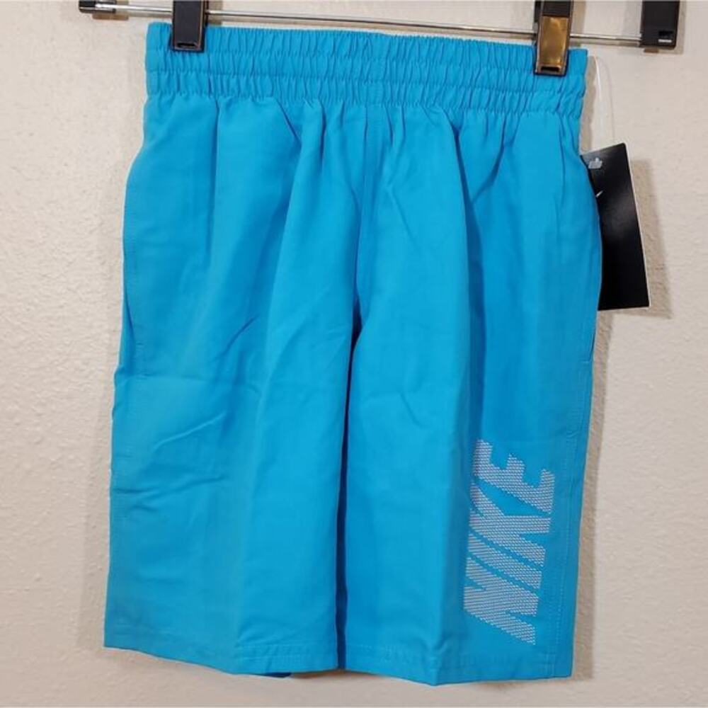 Nike logo swoosh aqua blue boys swimming trunks‎